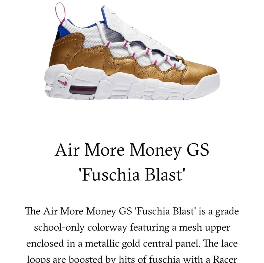 NIB Nike Air More Money "Fuschia Blast" (US6.5Y/EUR 39)